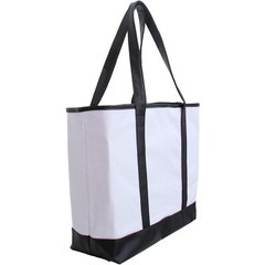 THREADART 100% COTTON WHITE CANVAS TOTE BAGS VEGAN LEATHER COLORED HANDLES