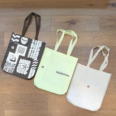 Lot 3 Lululemon Large Reusable Shopping Tote Bags 🤎 Brown 🤎 Lime Black White