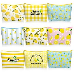 Tallew 9 Pcs Lemon Makeup Bags for Women 8.7 x 6 x 1.6 inches, classic Color