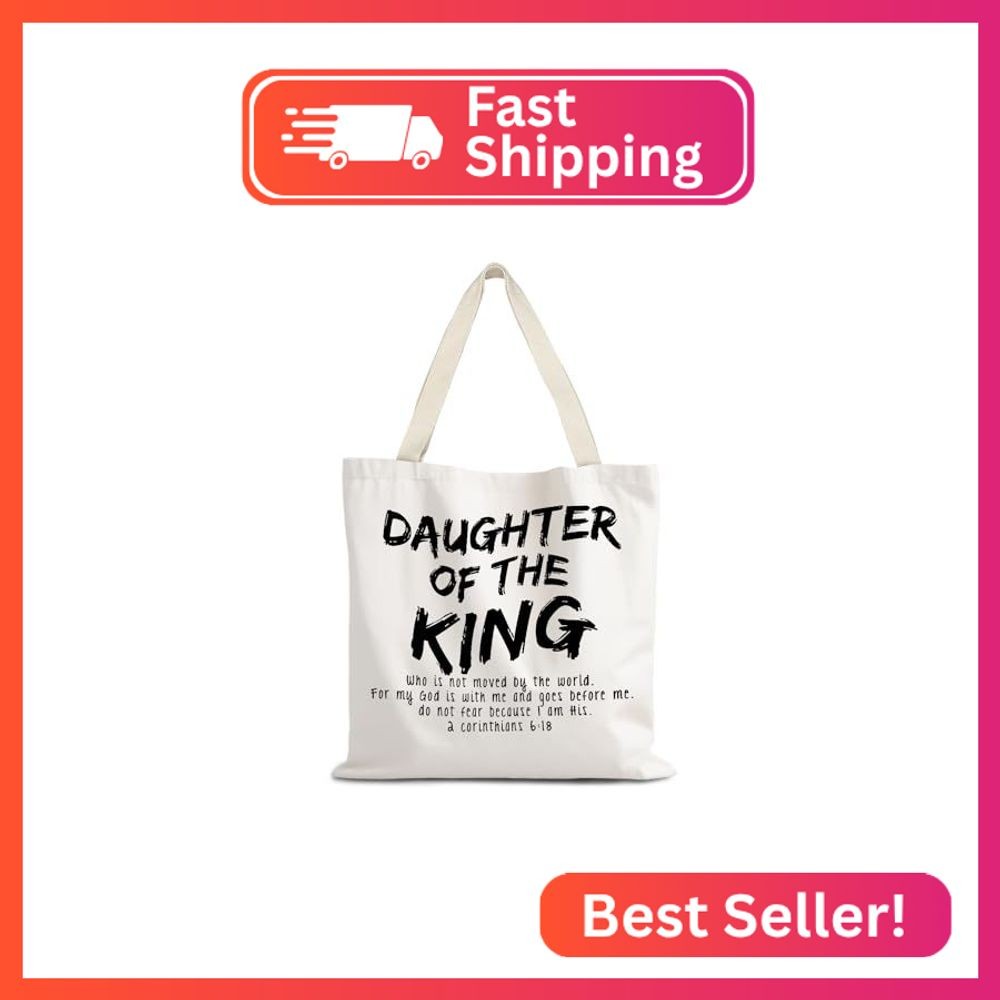 LUVADIAN Daughter of the King Christian Canvas Tote Bags for Women, Christian Gi