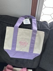 Trader Joe’s Mini Foldable Canvas Tote Bags Blue Purple Pink Green Set of 4