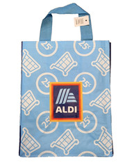 Aldi Shopping Bag Tote “25Cents Print” 12X8X15″ Polypropylene- 6Gal