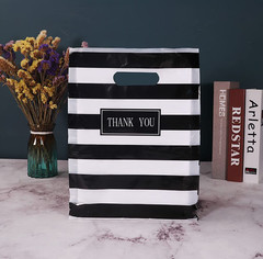 100 Pack 16×18″ Black & White Stripe Thank You Retail Shopping Bags