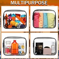YOQIVEXU 6 Pieces Clear Cosmetics Bag Bulk, TSA Approved Large, Black