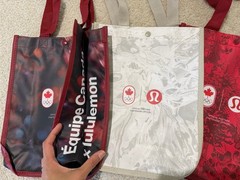 3 New Lululemon Limited Edition Small Reusable Shopping Bag Red Gray
