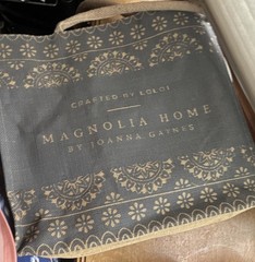 Magnolia Home Burlap Reusable Shopping Bag Foldable Brown Beige Contemporary