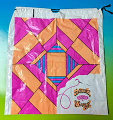 Vintage Lot 4 Brentwood Savings Plastic Retro Mod Drawstring Shopping Bag