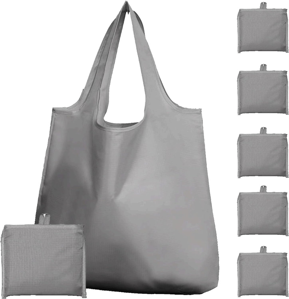 Foldable Reusable Grocery Bags – Heavy Duty 6 Pack with Handles | XL Tote