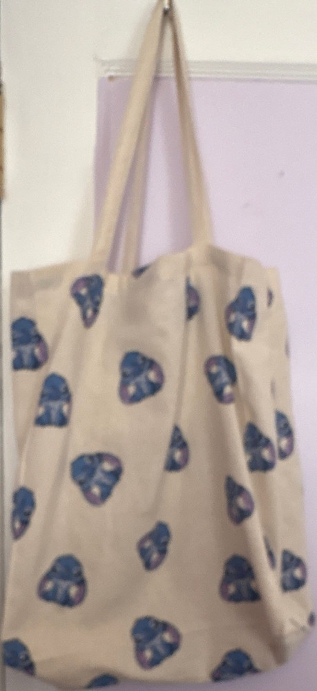 Primark Disney Stitch Reusable Canvas Tote Bag Beige/Blue All-Over Print