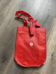 Lululemon Shopping Gift Bag Logo Reusable Small Tote Red and White