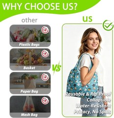 Eco-Friendly Foldable Grocery Shopping Bags – 6 Pack with Trendy Animal Prints