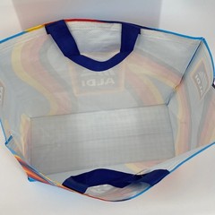 NEW Aldi Reusable Grocery Tote Bag Retro Blue Multi Color Swirl Shopping Bag