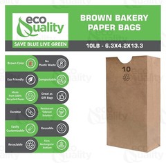 10 lb. Large Brown Kraft Paper Bag, Paper Lunch Bags, Small Snacks Bag 1000pcs