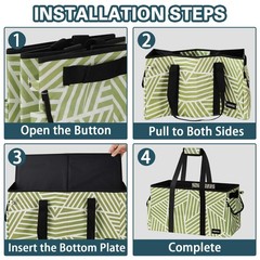 Extra Large Utility Tote Bag Hard Bottom Heavy Duty Grocery 22.5x11x12 Inch