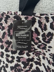 Large Canvas Reusable Tote Bag, 100% Cotton, Leopard Print NWT