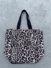 Large Canvas Reusable Tote Bag, 100% Cotton, Leopard Print NWT