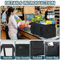 Standing Utility Tote Bag With 3 Pockets Extra Large Utility Tote Bag With Hard