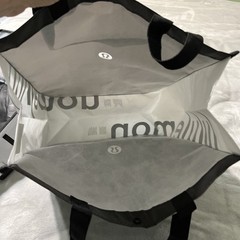 Lululemon Large Black and White Logo Reusable Shopping Bag Set Of 2