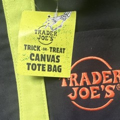 Trader Joe’s Trick-or-Treat Canvas Tote Black/Green/Purple Small New