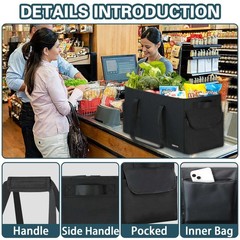 Sturdy Extra Large Utility Tote Bag with Hard Bottom & Sides, Reusable Grocer