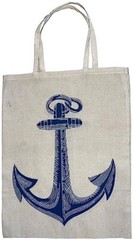 100% Cotton Nautical Design Natural Canvas Tote Bags Size: 14 x16 inch. Set of 3