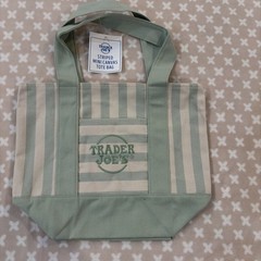 Trader Joe’s Mini Pastel Stripe Canvas Tote Bag Green Mint Limited Edition 2026