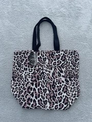 Large Canvas Reusable Tote Bag, 100% Cotton, Leopard Print NWT