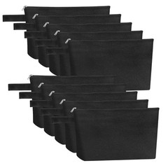 Sinzip 10 Pieces Cotton Canvas Makeup Bag with Bottom, Multi-Purpose M, Black