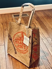 NEW Trader Joe’s Reusable Washable Brown Natural Paper Shopping Grocery Tote Bag