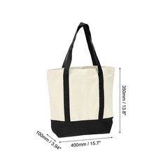 Canvas Tote Bag with Zipper,1Pcs 16″ x 14″ x 4″ Canvas Tote Bags(Black)