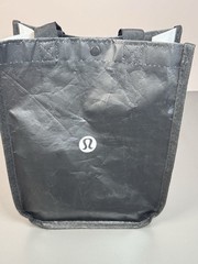 lululemon Reusable Shopping Tote Bag Black/White Logo Double Handles 9.5×4.5×12