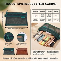 ASTRQLE 2 Pcs Double-Layer Mesh Zipper Makeup Bags Cosmetic 20.5*12cm, Brown