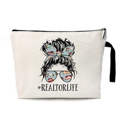 ZHANTUONE Realtor Life Funny Cosmetic Bag, for Travel Toiletry Zipper White