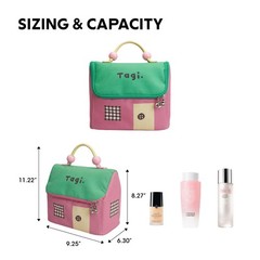 Tagi. Signal House Large Capacity Travel Makeup Bag, Waterproof Matcha Berry