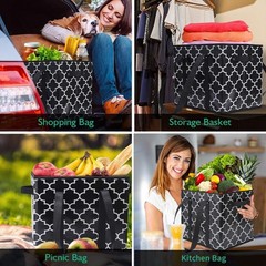 WISELIFE Reusable Grocery Bags, 3-Pack Foldable Washable Large Tote Bins