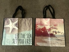Lot of 5 Burlington Reusable Recyclable Tote Bags-Coastal, Travel, Floral