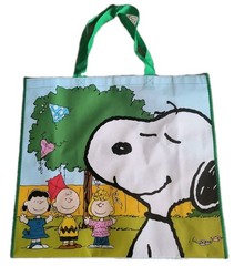 PEANUTS Extra Large Green Reusable SNOOPY Tote Bag with Handle NWOT! Free Ship!