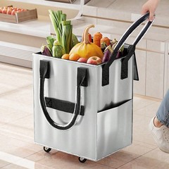 Large Rolling Shopping Tote Bag with Wheels Travel Market Cart Organizer