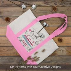 TOPDesign 1-Pack Canvas Tote Bag with an External Pocket, Large, Pink/Natural