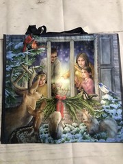 Home Goods Reusable Tote Bag 19″ X 18″ 7″ FAMILY LIGHTING THE MENORAH HANUKKAH