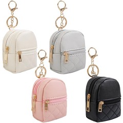 AIBFRID 4Pcs Mini Backpack Keychain,Cute Cosmetic Bag black beige pink gray