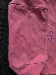 RARE Life is Good Large Bubble gum pink & purple Canvas Tote Bag NEW
