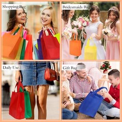 Roowest 48 Pcs Rainbow Color Reusable Gift Bags with Handles Multi Color Bulk…