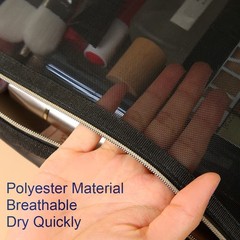 Mesh Cosmetic Bags with a 9.4×8.2 inch, a 8.2×6.3 a 6.3×4.7 Black