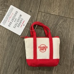 Trader Joe’s Micro Tote Canvas Red Tote with Reusable Grocery Foldable Tote Bag