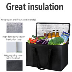 2-Pack, Xl-Large Insulated Grocery Shopping Bags, Black, Reusable Bag,Thermal…