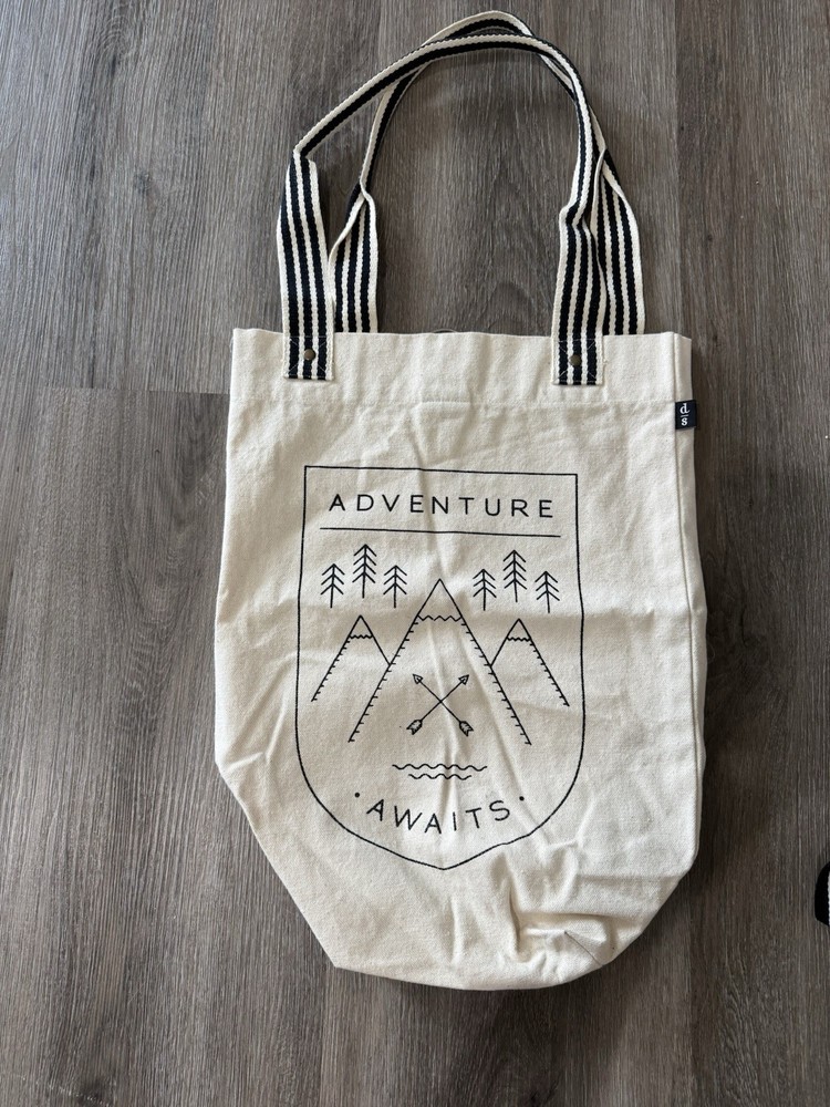 Adventure Awaits Canvas Tote Bag Boho Market Beach Reusable Shopping Travel Bag