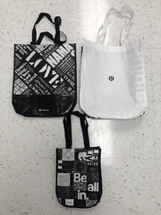 3 X LULULEMON REUSABLE SHOPPING BAG SNAP CLOSURE 2 LARGE BLACK/WHITE Small BLACK