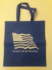 Proud To Be An American Blue Tote Shopping Bag Flag Stars