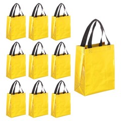 12Pcs Reusable Gift Bags with Handles 7.9 x 9.8 Inch Gold